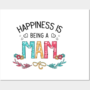 Happiness Is Being A Mam Wildflowers Valentines Mothers Day Posters and Art